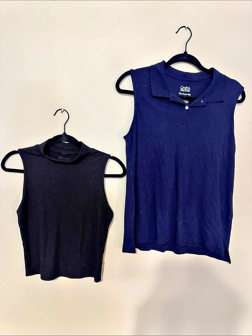 Croft & Barrow The Classic Polo Sleeveless Tops Black & Blue Medium with black r